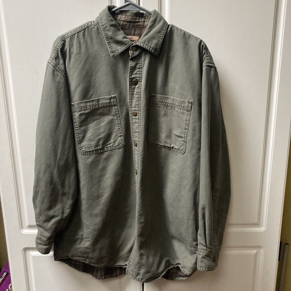 Cold Storage‎ Denim Canvas Jean Flannel Lined Trucker Jacket Mens Size Medium
